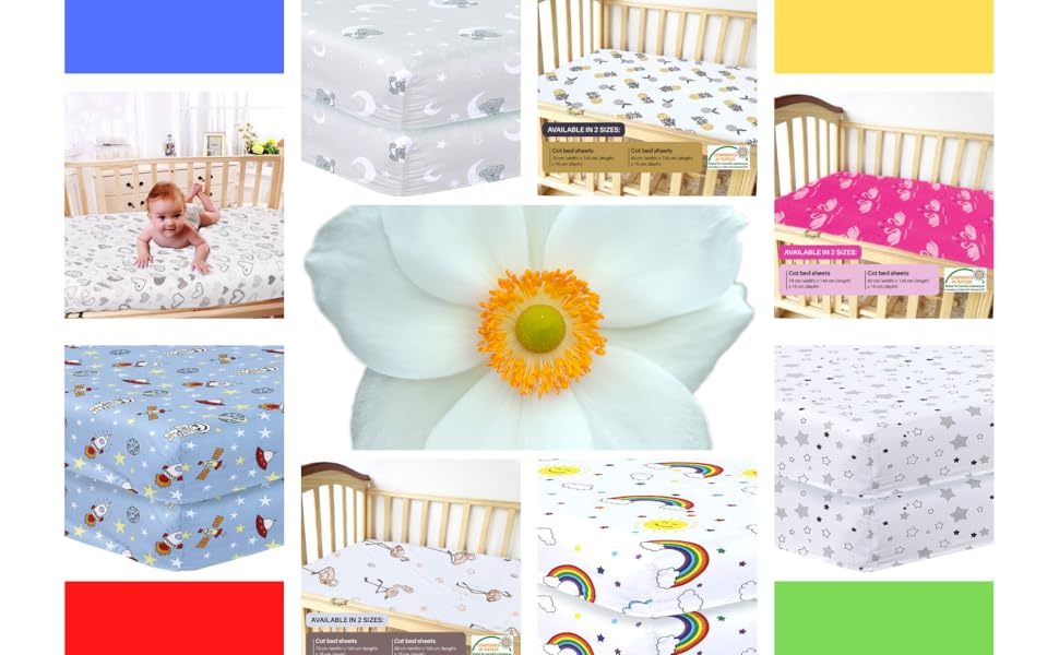 Indus Textiles 2 Pack Cot Bed Fitted Sheets Easy Care Soft and Dureable