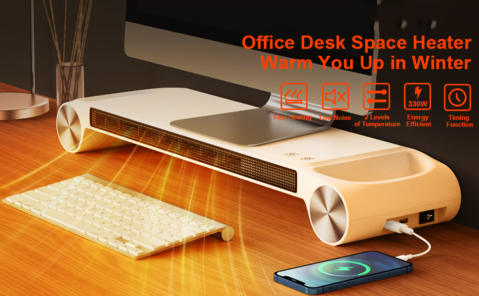 Monitor Stand Desk Heater, xuenair 350W Office Space Heater【2 Heater