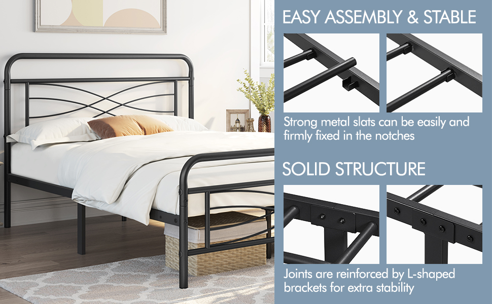 Yaheetech Full Bed Frames Metal Platform Bed Mattress