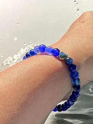 Steinfixx Armband Handmade Achat royal_blau Perlen_Armband Silber echt 925 Herz elegant Geschenk