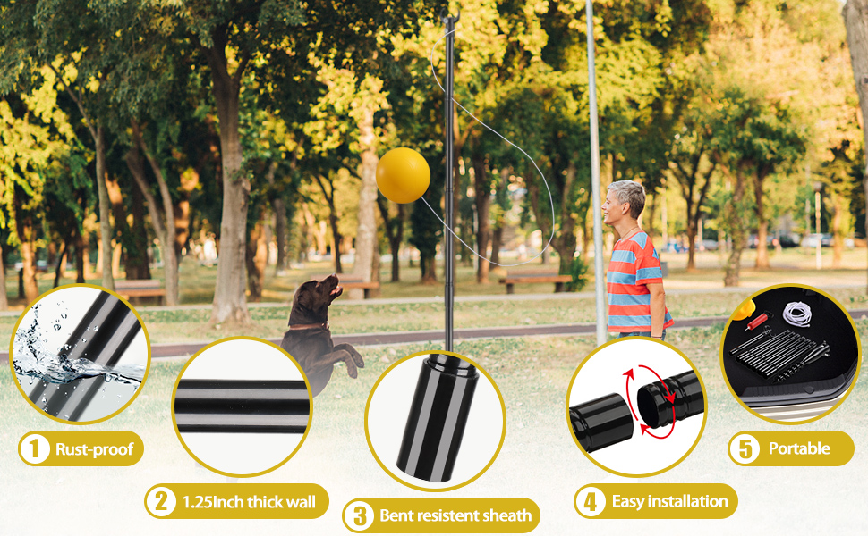 COCONUT Tetherball Set with Base, 9.3 FT Heavy Duty