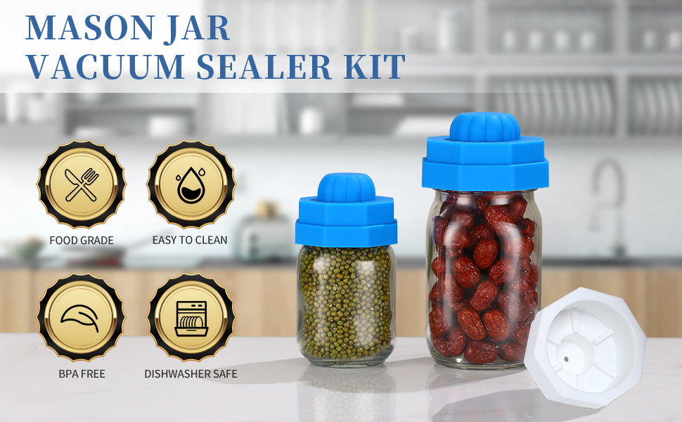 2 Pieces Jar Vacuum Sealer for Regular and Wide Mouth Mason Canning Jars, Canning