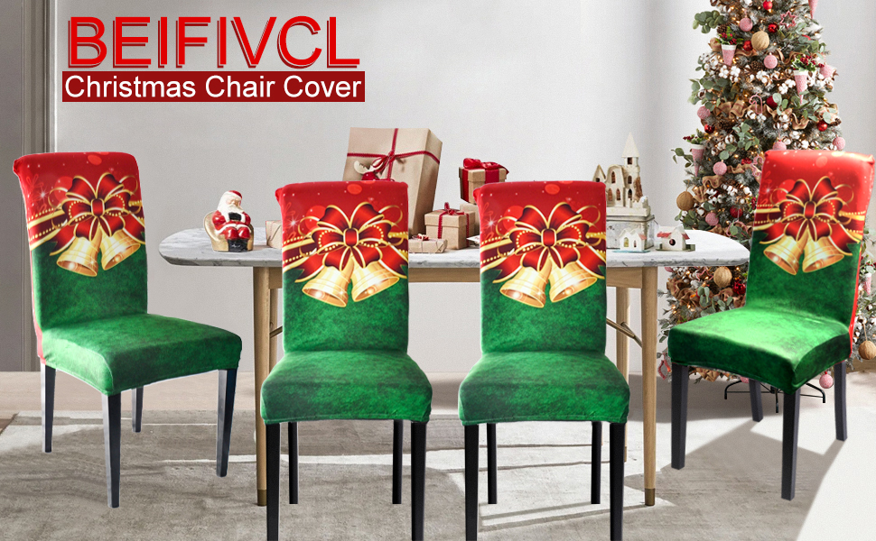beifivcl New Year Chair Covers Set of 6, Xmas Dining Chair