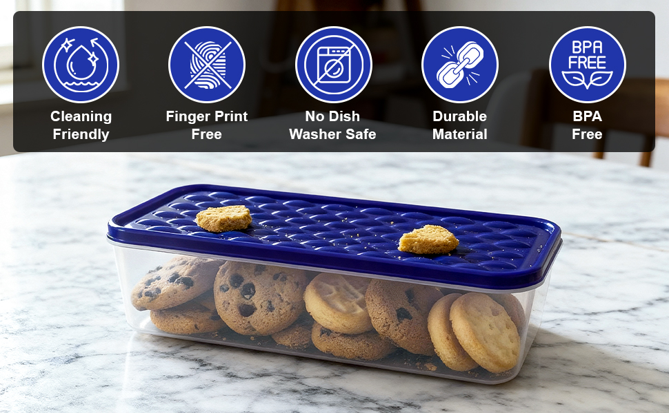 Airtight Plastic Storage Containers Set for Kitchen | Boxes for Fridge | 1200 ML (Set of 2)