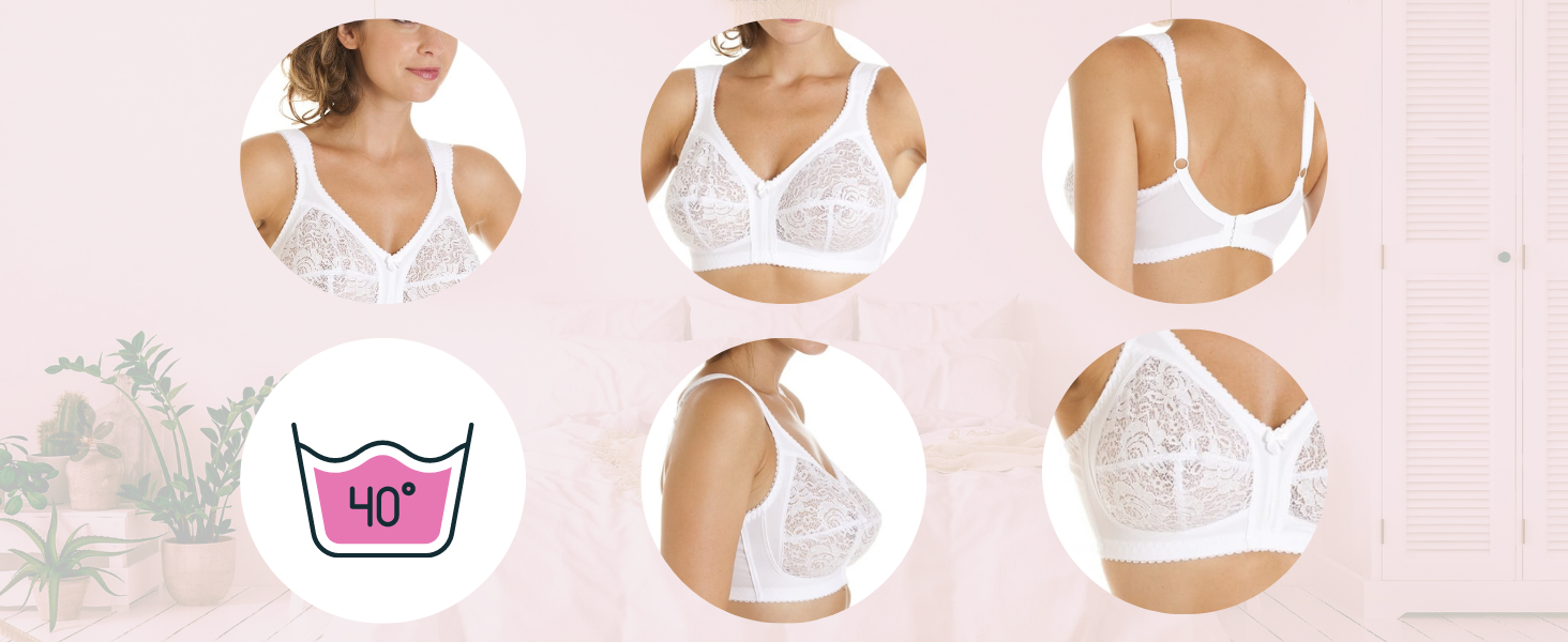 Camille Womens Non Wired Full Cup Soft Lace Bra White