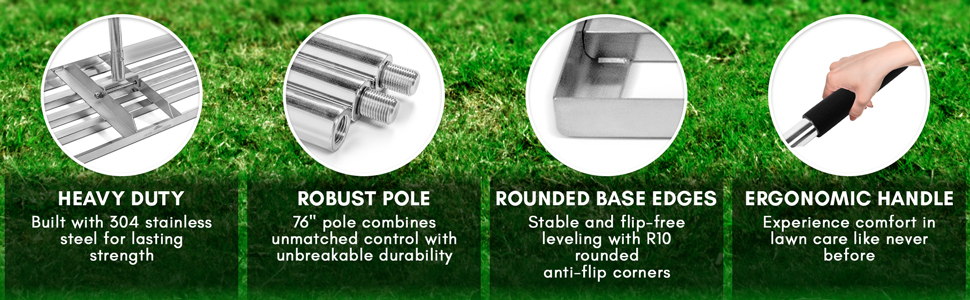 lawn leveling rake levelawn tool leveler dirt ground yard heavy duty stainless steel gardening