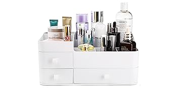 Makeup Organizer for Bedroom and Bathroom Countertops - Large White