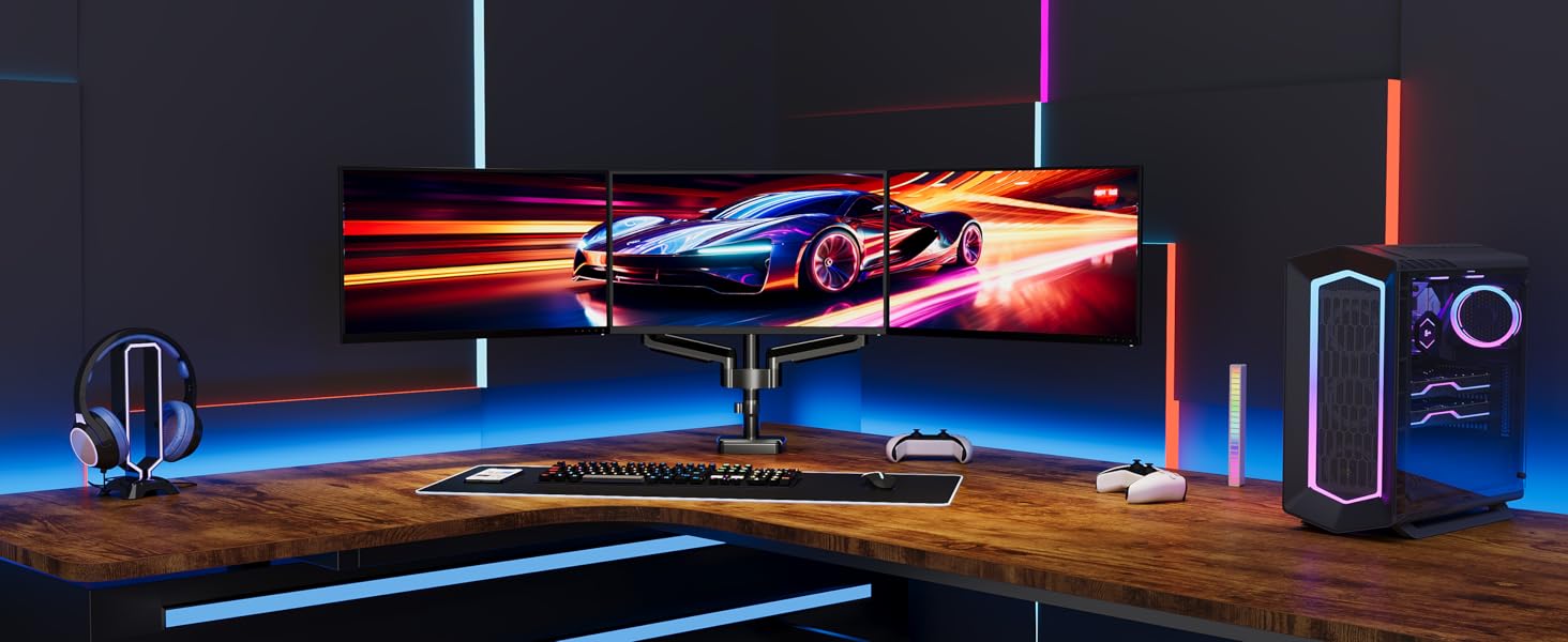 ELIVED Monitor Halterung 3 Monitore Gasdruckfeder 3 Monitorhalterung Bildschirme