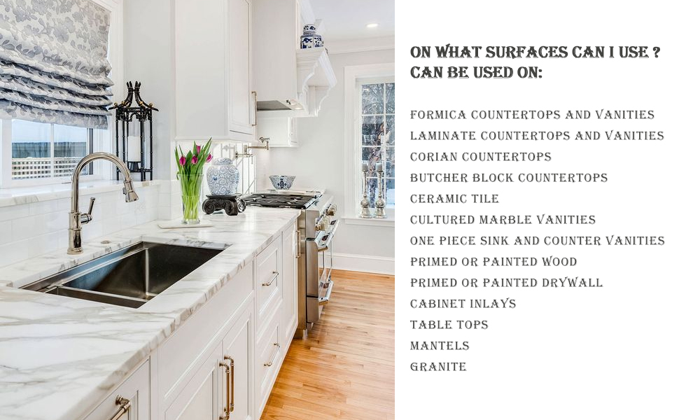 White Marble Countertop Paint Kit 25X Thick HighGloss Epoxy