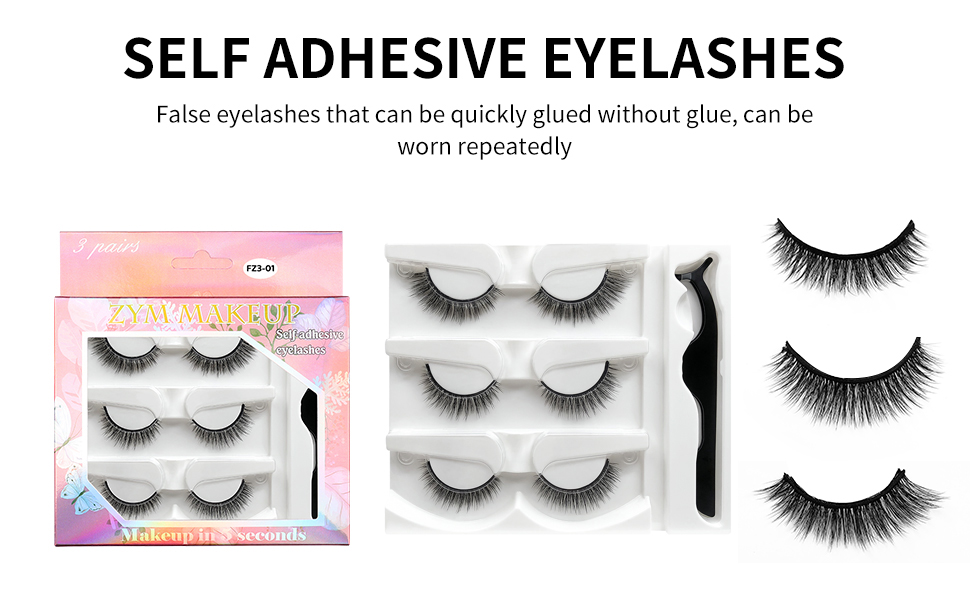 SAOTAENG Reusable SelfAdhesive Eyelashes No Lashes or Glue