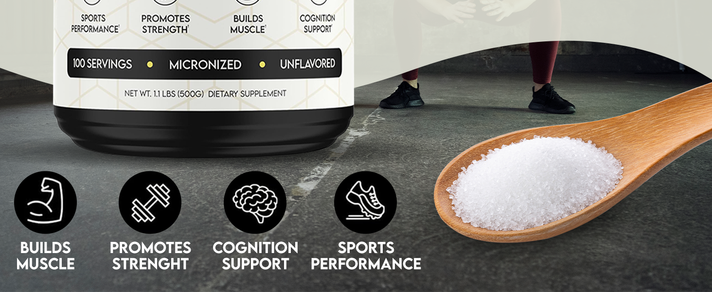 Creatine Monohydrate Powder, Unflavored Micronized Powder- Support Muscles, Cellular Energy