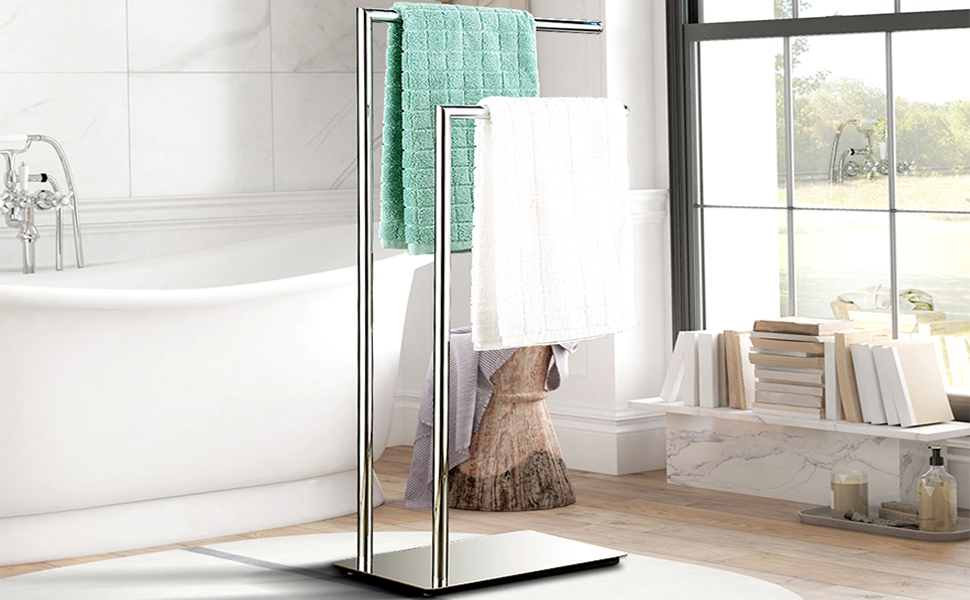 Freestanding Towel Rack for Bathroom Bath Towel Holder Standing on Floor
