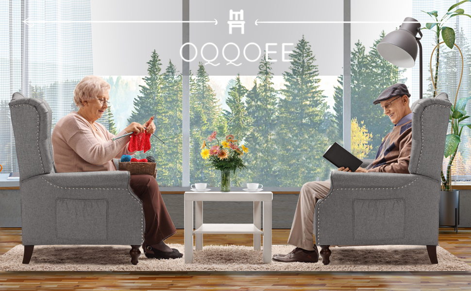 OQQOEE Wingback Recliner Chair with Massage & Heat Vibration