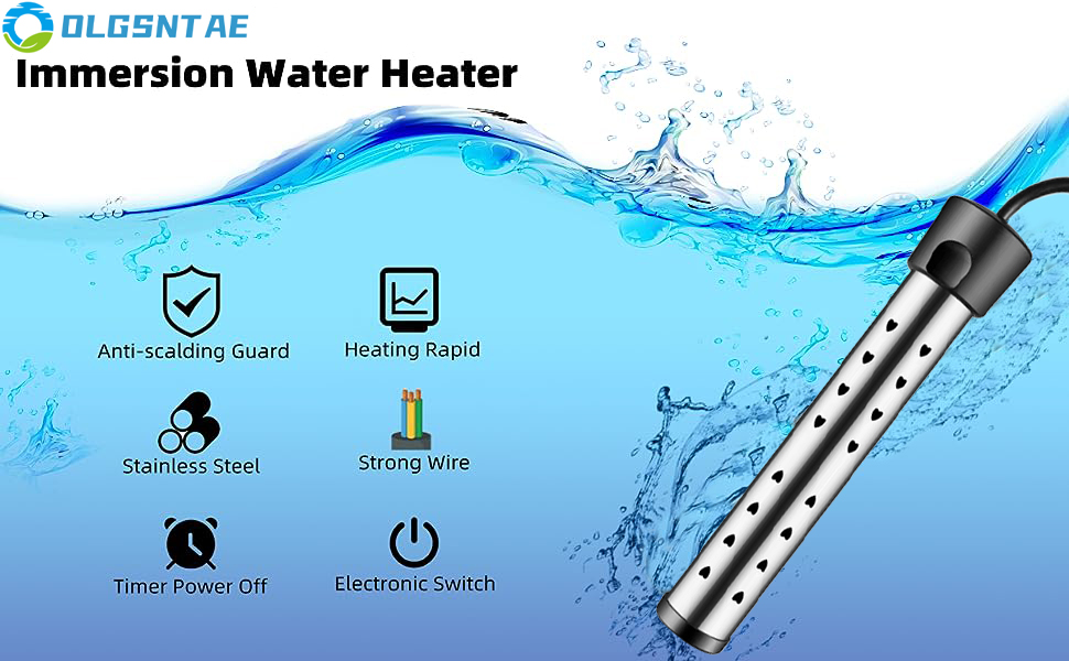 Water Heater,1500W Immersion Heater with Digital LCD Thermometer