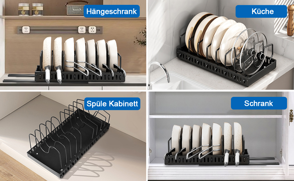 JORETLE Pot Lid Holder, 16.53 Inches / 42 cm Extendable Lid Holder