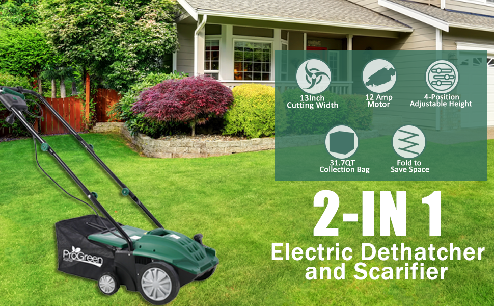 SPOWAY 13 Inch Dethatcher and Scarifier, 12 Amp Electric