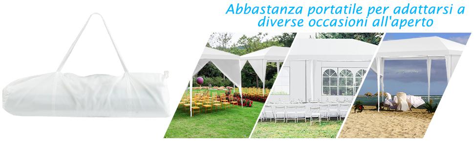COSTWAY Gazebo Da Giardino 3 X 6 M, Tendone Per Feste Con 4 Tende Laterali Rimovibili E 2 Porte Con Cerniera, Con Borsa Di Trasporto, Impermeabile Protezione UV 14 4