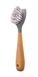 Cast Iron Brush and Scraper, Full Circle, Bamboo Handle