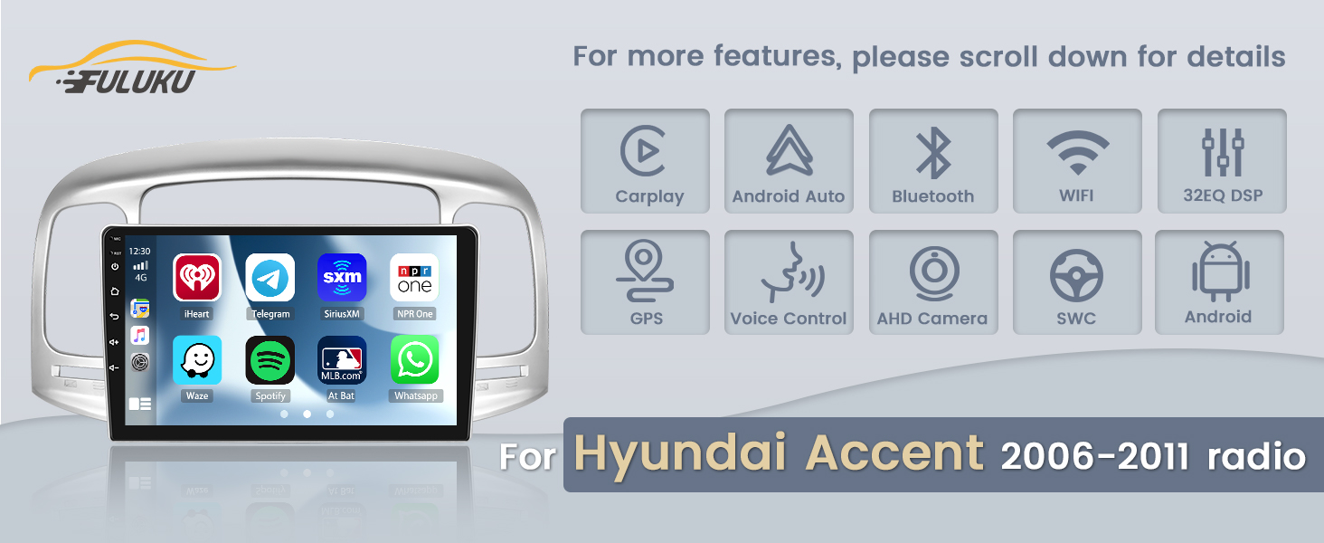Fuluku 2+64G Android 13 Radio for Hyundai Accent 2006 2007