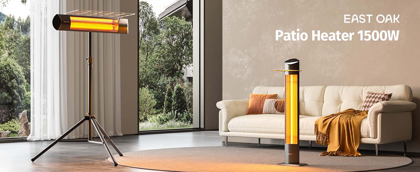EAST OAK Electric Outdoor Heater, 1500W Portable Patio