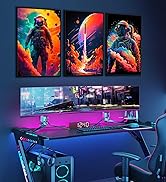 3Pcs Cool Astronaut Wall Art Abstract Colorful Galaxy Spaceman Posters Pictures Fantastic Planet ...