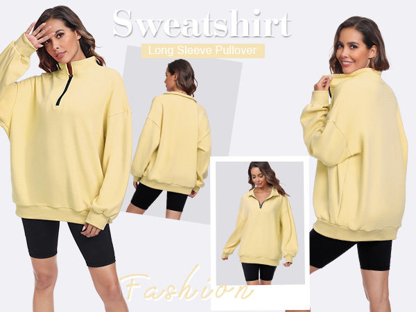 トップス 22AW ALONE inc Sweatshirt OATMEAL SIZE 2 Amazon.com: AUTOMET Women's Half Zip Oversized Sweatshirts