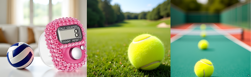Gros plan d’une balle de golf sur un green avec le compteur numérique posé à côté
