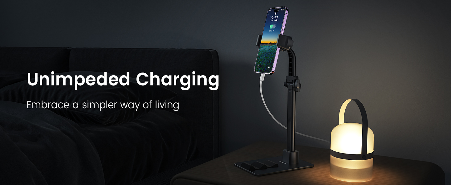 Tupwoon Overhead Phone Stand for Desk, [Reinforced Stable Base