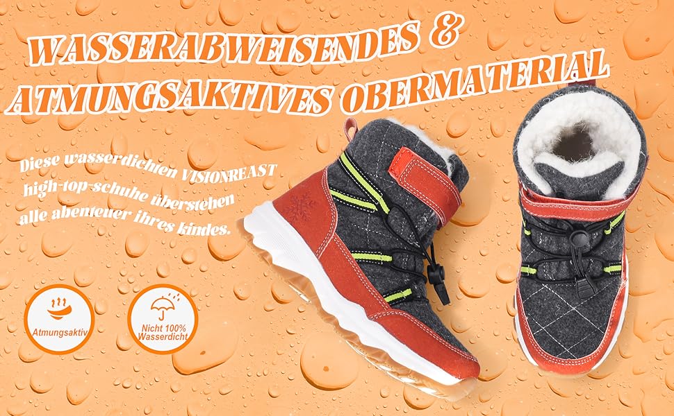 Schneestiefel Kinder Warme Winterstiefel mit Wollfutter Jungen Mädchen Winterschuhe
