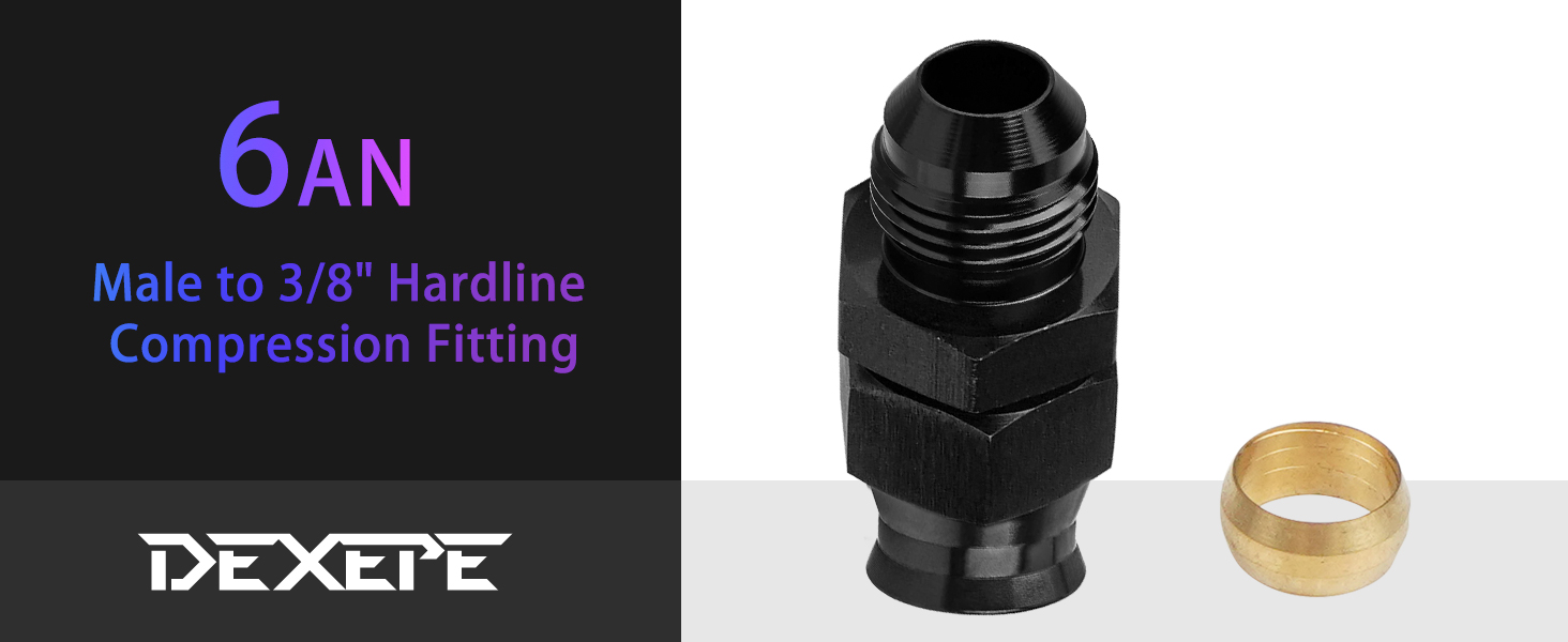 Dexepe 6AN Male to 3/8" Hardline Compression Fitting Fuel
