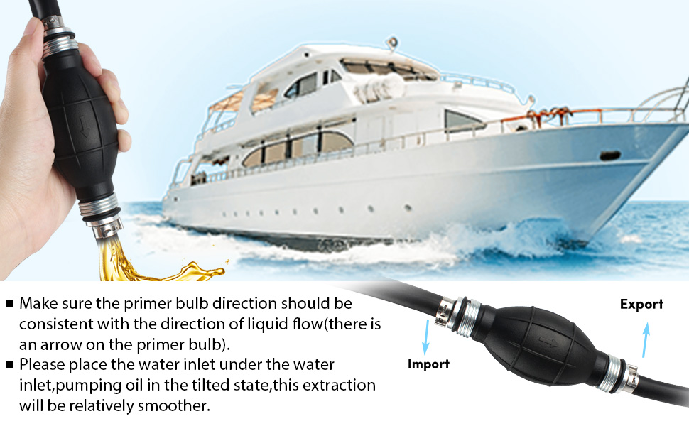 VEITHI Fuel Line Assembly 5/16" Inner Dia 1/2" Outer Dia,Universal Rubber Boat Fuel Line Hose