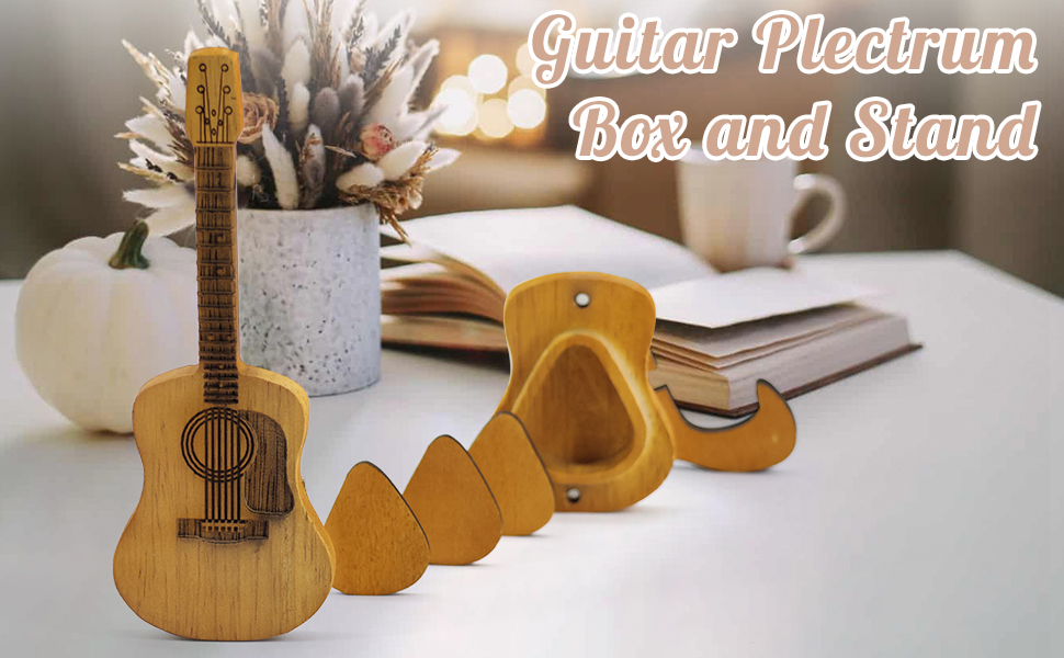 3 PCS Cool Guitar Picks, Wooden Acoustic Guitar Pick Box