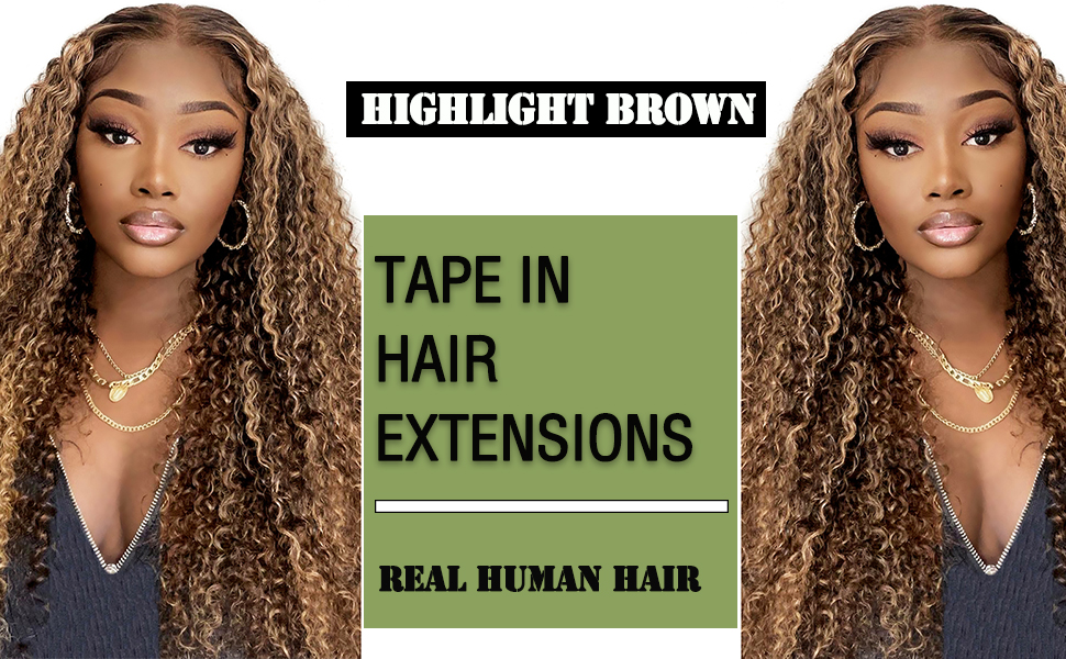 Tape in Hair Extensions Human Hair Black Women, Natural