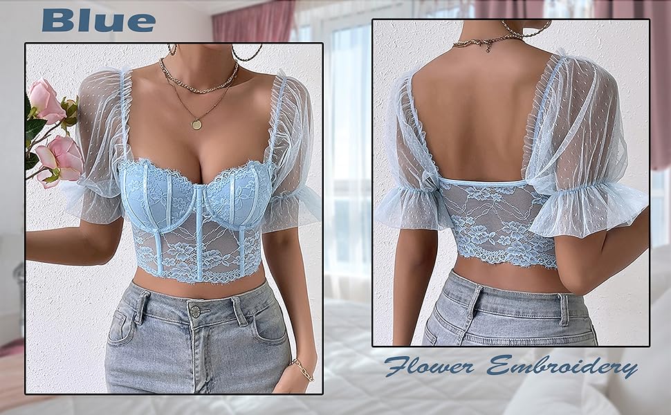 トップス Suede Touch BustierPuff See-through Cami Amazon.com