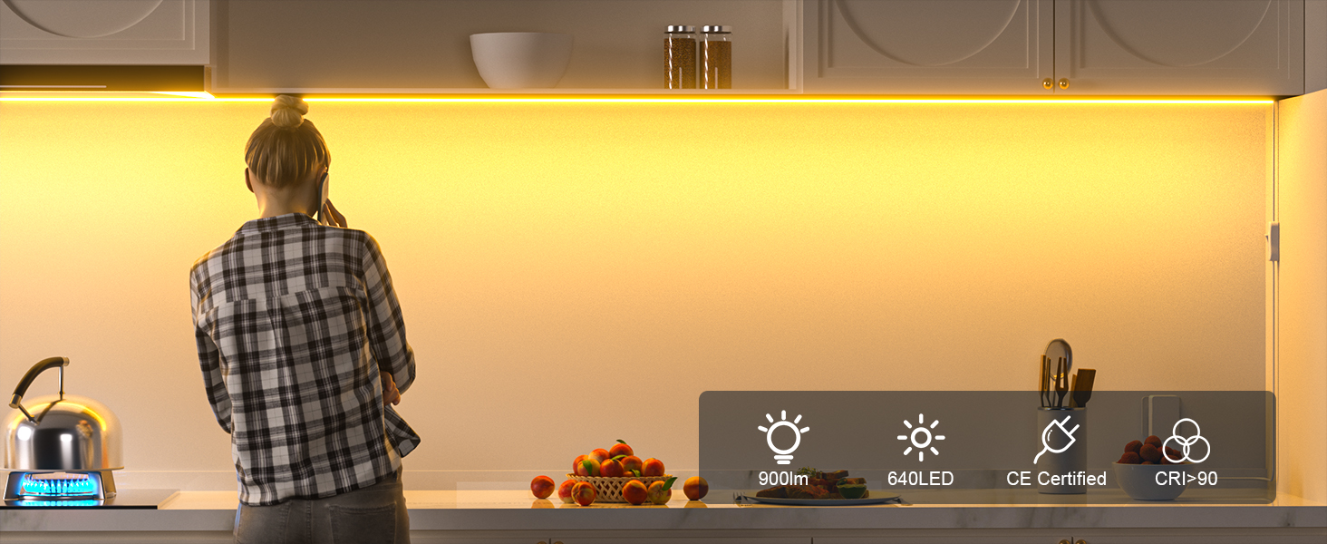 WOBANE Under Lights,Flexible COB LED Strip Light,Under Counter