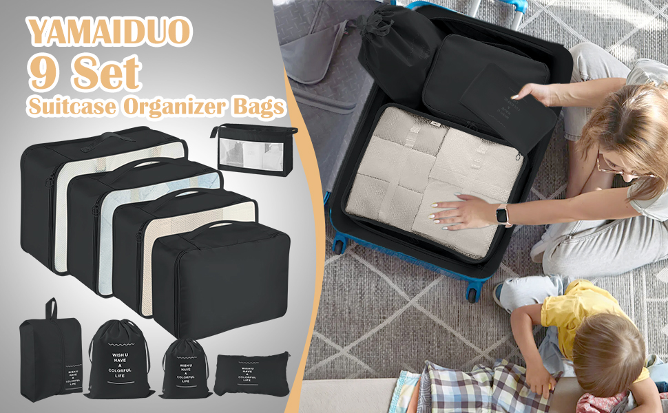 YAMAIDUO Organisateur Valise, Lot de 9 Rangement Valise