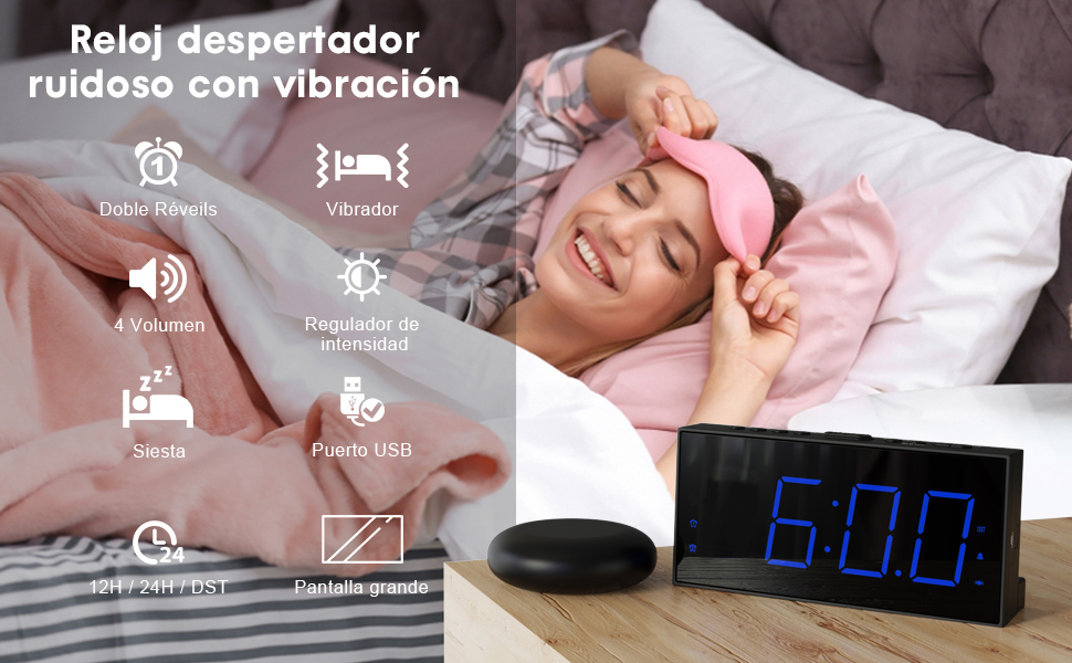 Reloj Despertador Vibracion para Sordos,LED Despertador ...