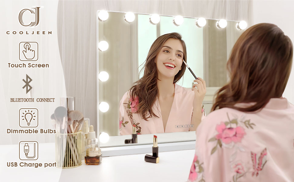COOLJEEN Vanity Mirror with Lights and Bluetooth, Hollywood Mirror with