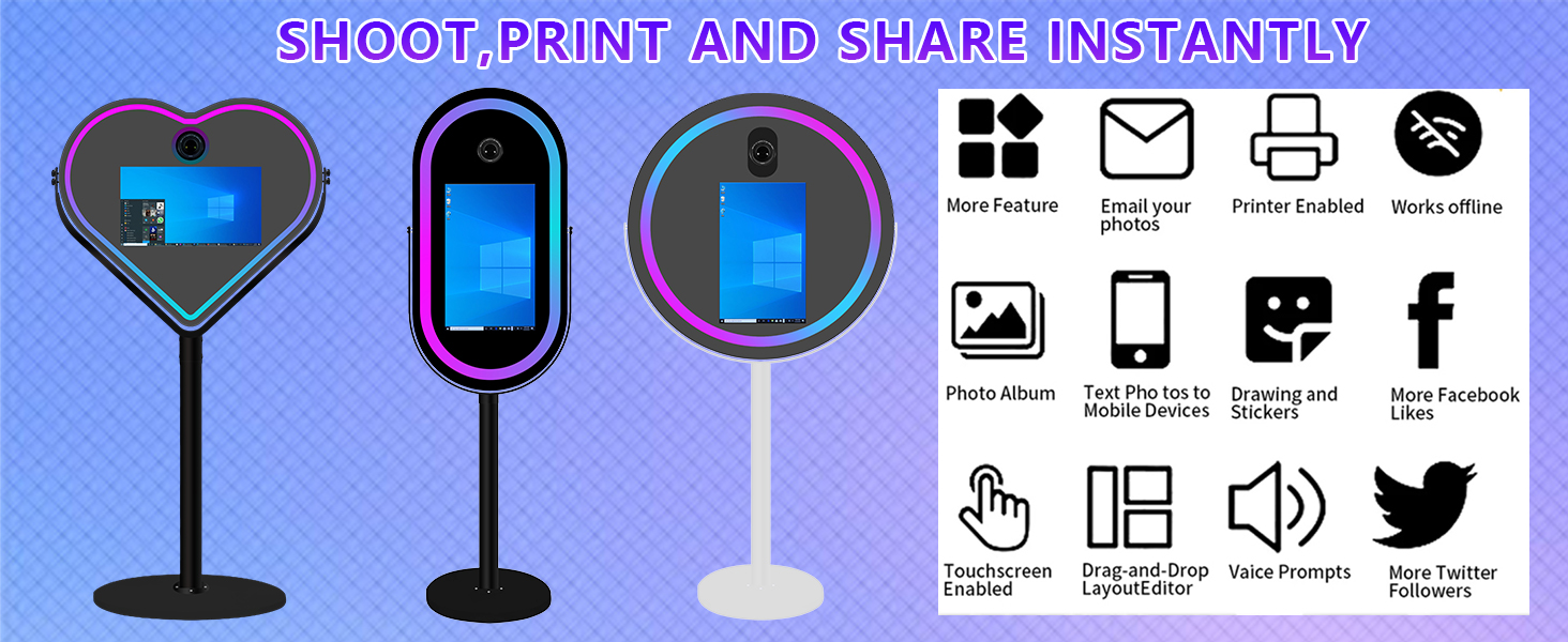 PAAFNN Elliptical Mirror Photo Booth Selfie LED Frame