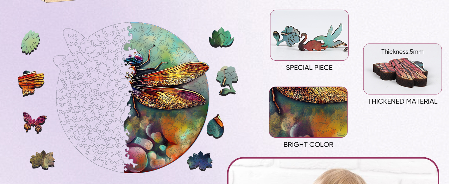 Amazon.com: Mys Aurora Wooden Puzzles for Adults, Dragonfly Jigsaw ...