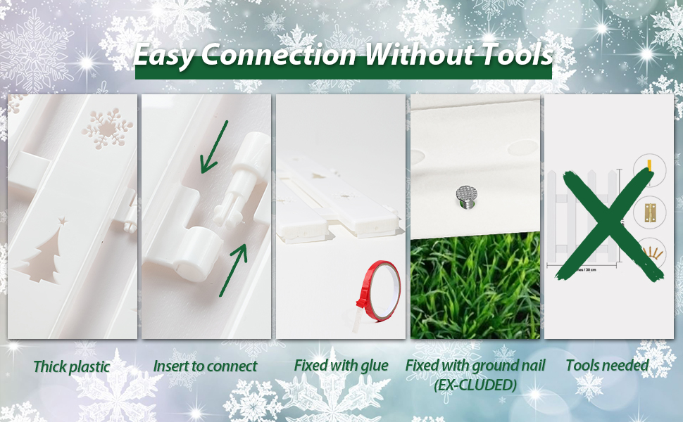 30 Pieces Christmas Tree Fences, White Christmas Tree Decorative Picket