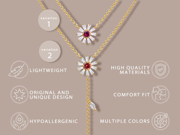 daisy♡14kgf Amazon.com: OZEL – Y Chain Daisy Pendant Necklace for women