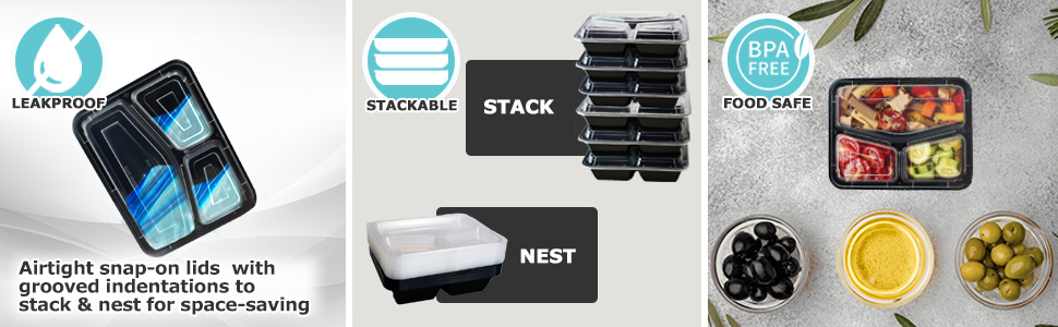 Leakproof, Stackable & Food Safe 3