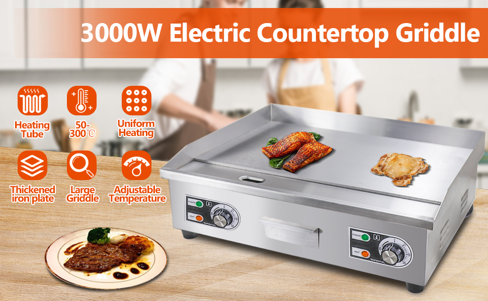 ExGizmo Electric Countertop Flat Top Griddle,30" Commercial Electric