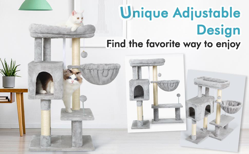 rabbitgoo Cat Tree 97CM Cat Tower with Adjustable Base for Indoor Cats