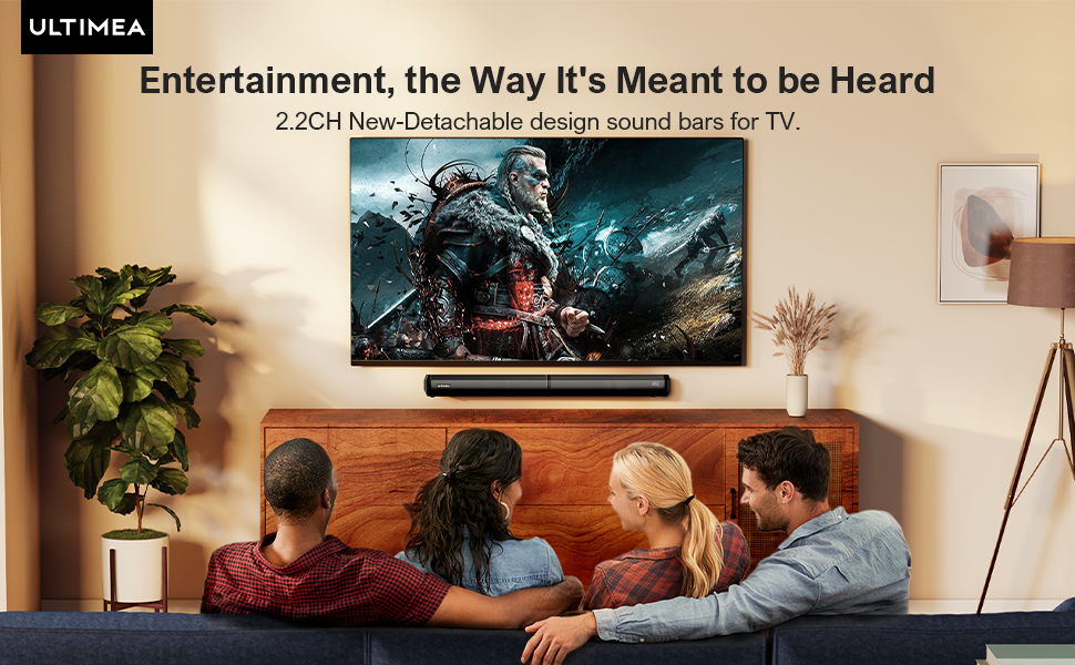 ULTIMEA 2.2ch Sound Bar for TV, Builtin Dual Subwoofers, Sound Bars