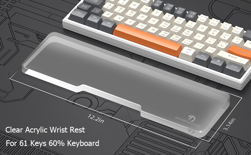MAMBASNAKE CNC Acrylic Wrist Rest for Mini 60 Keyboard Acrylic
