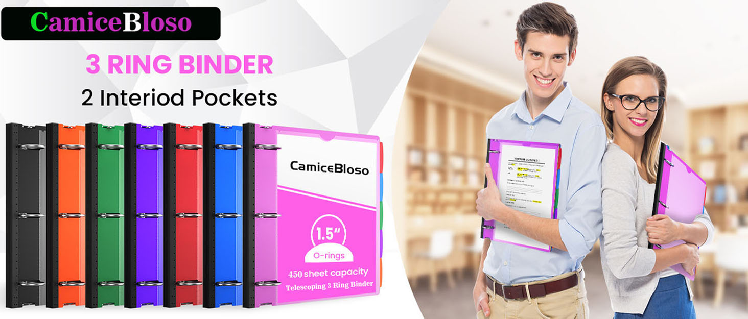 CamiceBolso Telescoping 3 Ring Binder 1.5 Inch2 Pack