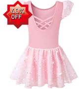 WYHDY Girls Ballet Leotards for Dance Skirt Camisole Dress Hollow Crisscross Back Kids Shiny Tutu...