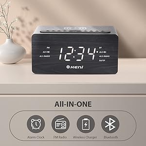 Amazon | G keni 木目クロックFMラジオ 目覚まし時計 デジタル